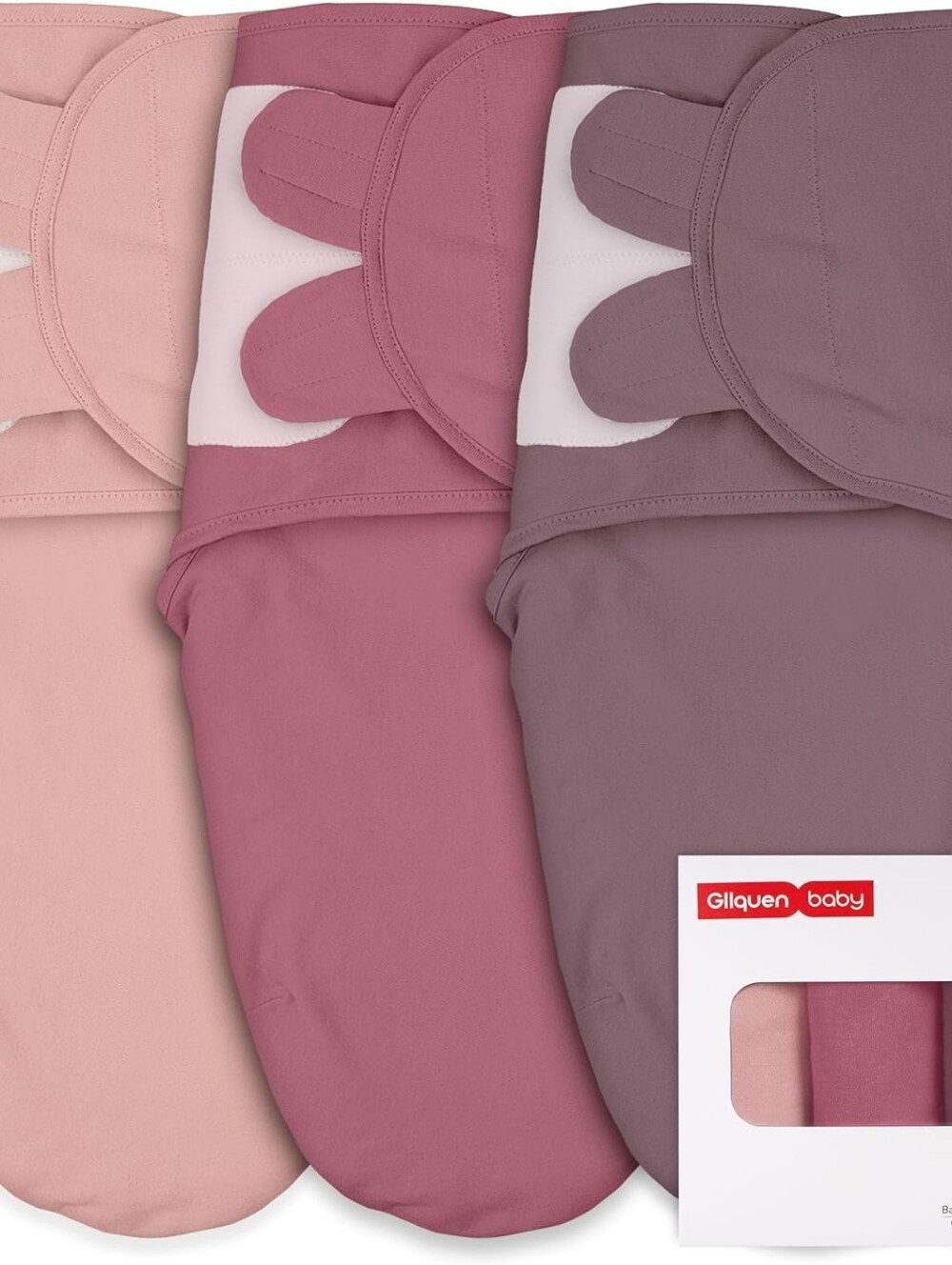 Gilquen Baby 3 Velcro Swaddles Pack 100% Cotton Like New Pink Purple 0-3 M